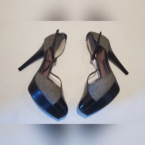 Lulu Townsend Black and White T-strap Heels Sz 10
